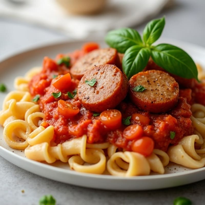 Hearty Lean Sausage Ragu with Whole Wheat Pasta
