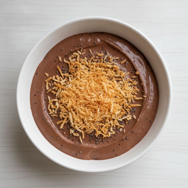 Silky Chocolate Protein Pudding with Toasted Coconut