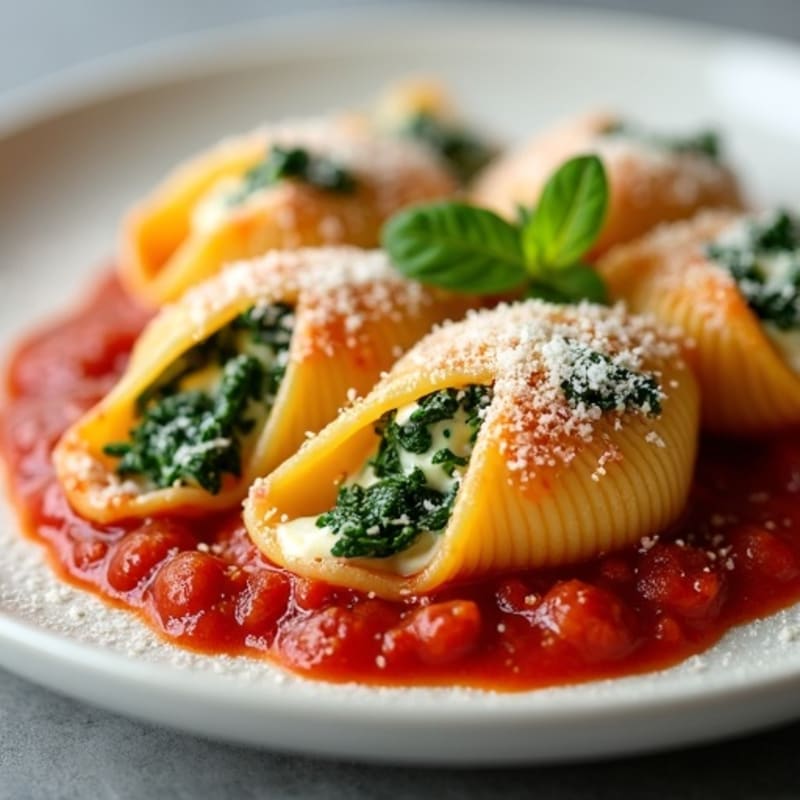 Creamy Baked Spinach Ricotta Stuffed Shells