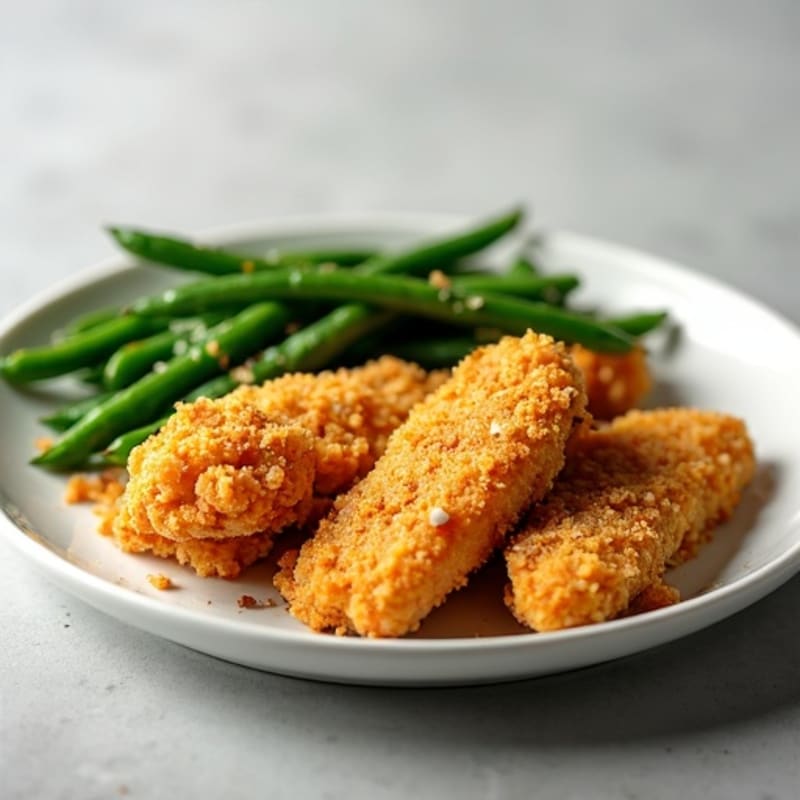Crispy Baked Chicken Tenders with Roasted Green Beans