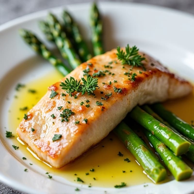 Pan-Seared Lemon-Herb Tuna with Roasted Asparagus