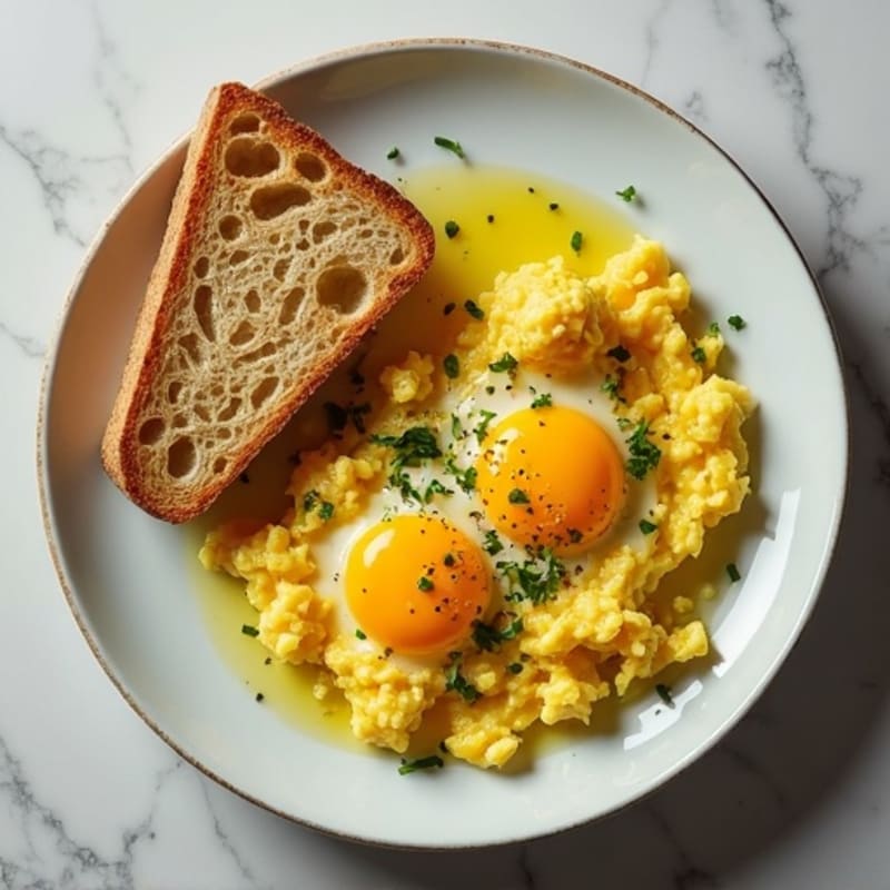 Golden Herb-Scrambled Eggs with Sourdough Toast