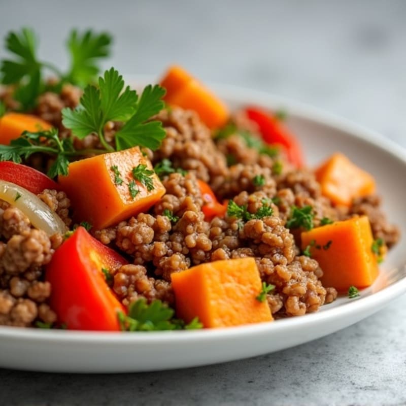 Ground Turkey and Sweet Potato Hash with Fresh Herbs