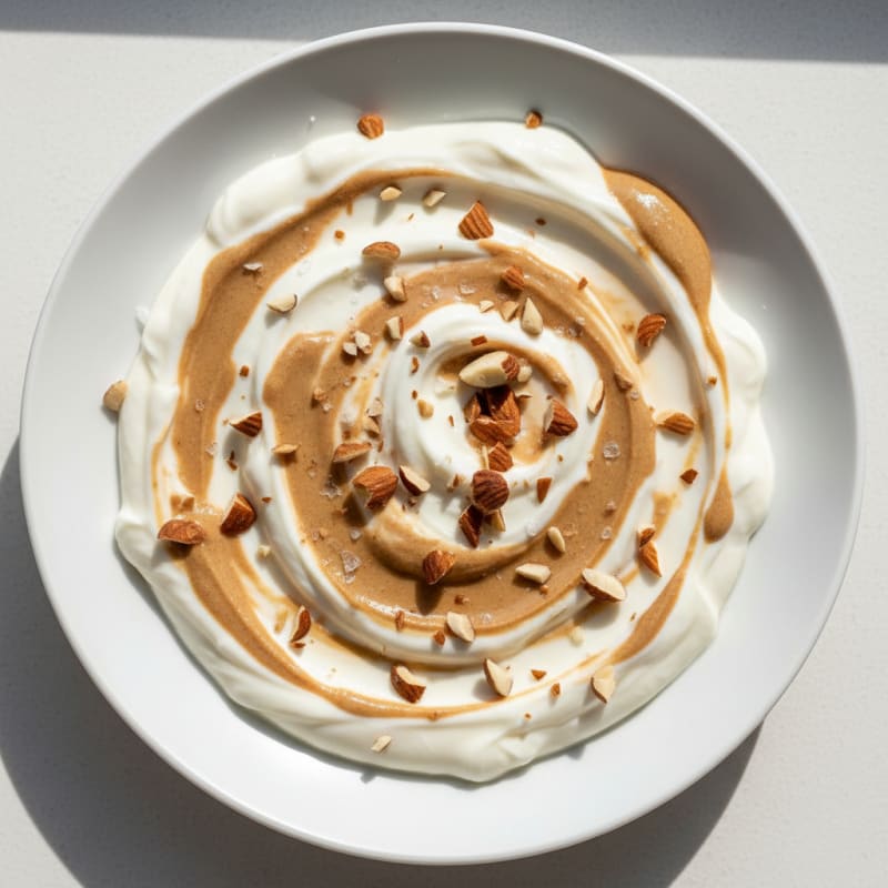 Silky Vanilla Protein Yogurt with Almond Butter Swirl