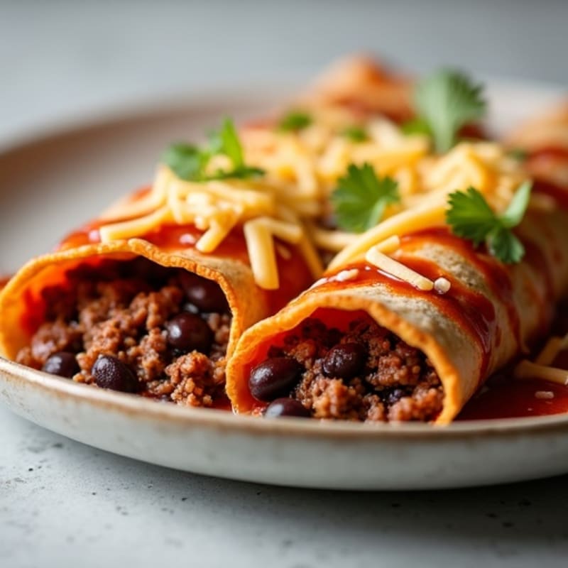 Lean Beef and Black Bean Baked Enchiladas