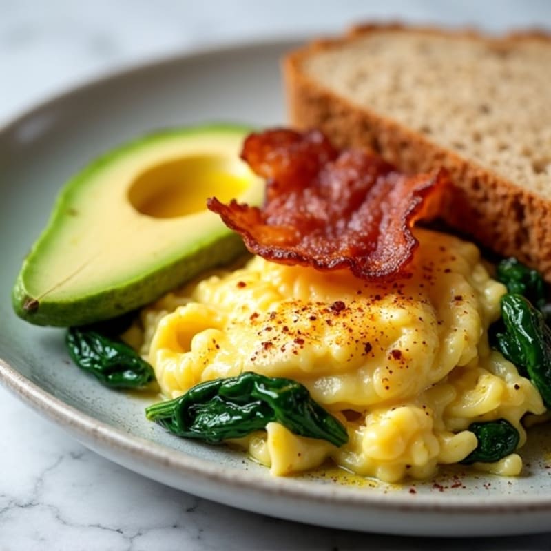 Egg White Scramble with Spinach and Turkey Bacon