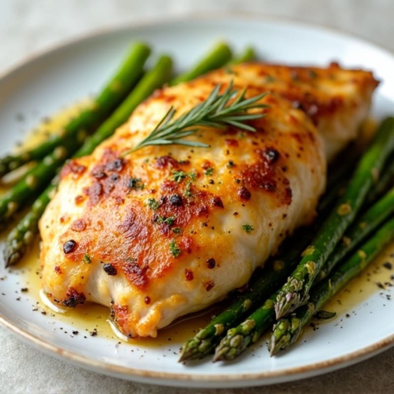 Crispy Lemon-Herb Roasted Chicken with Roasted Asparagus