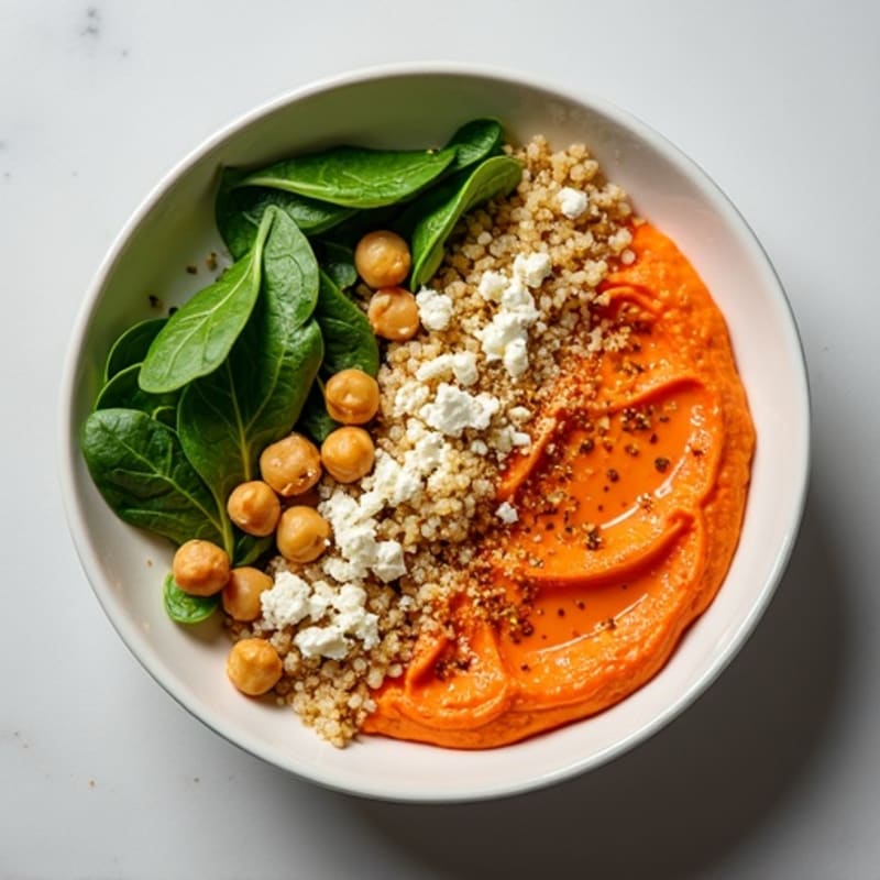 Creamy Roasted Red Pepper Hummus Bowl