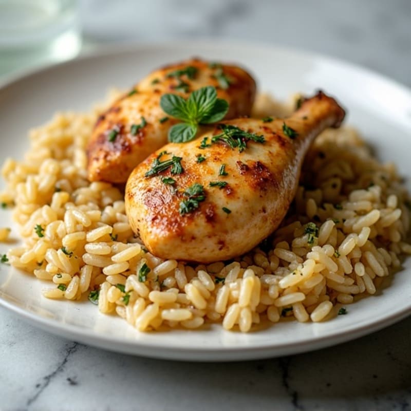 Herb-Roasted Chicken with Garlic Lemon Rice