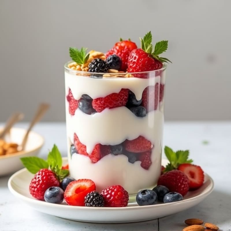 Greek Yogurt Protein Parfait with Mixed Berries