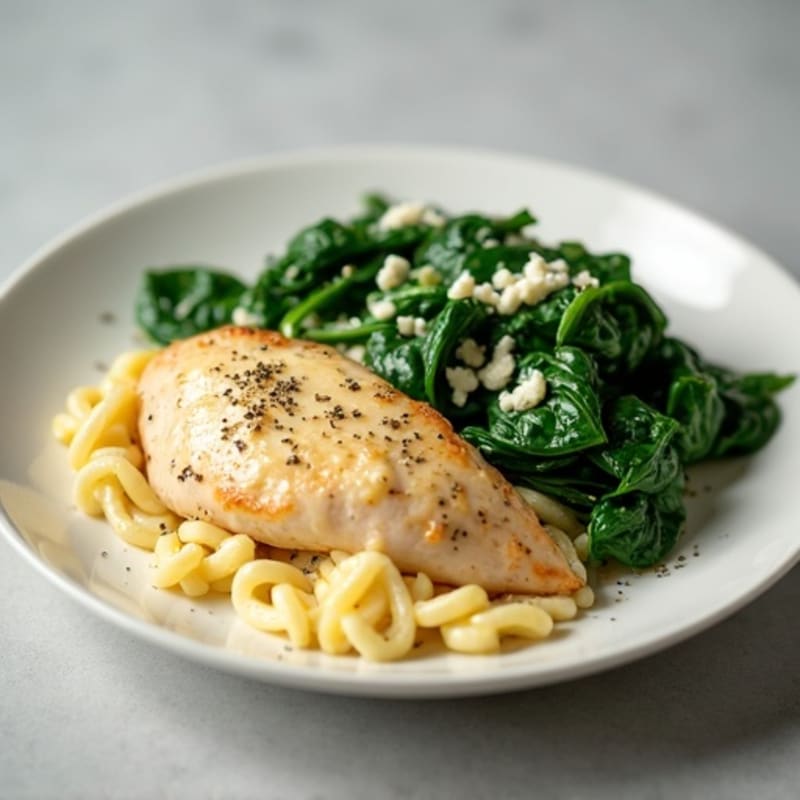 Creamy Chicken with Spinach and Protein-Packed Cheese Sauce