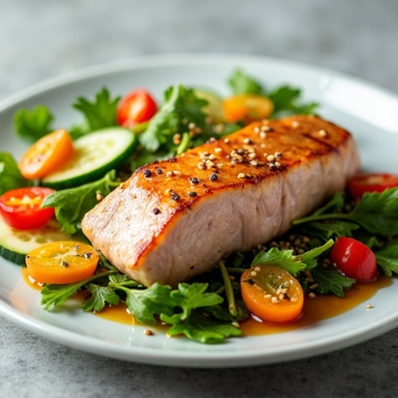 Seared Tuna Salad with Crunchy Vegetables and Citrus Vinaigrette