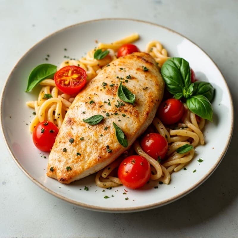 Herb-Roasted Tomato and Chicken Pasta with Fresh Basil