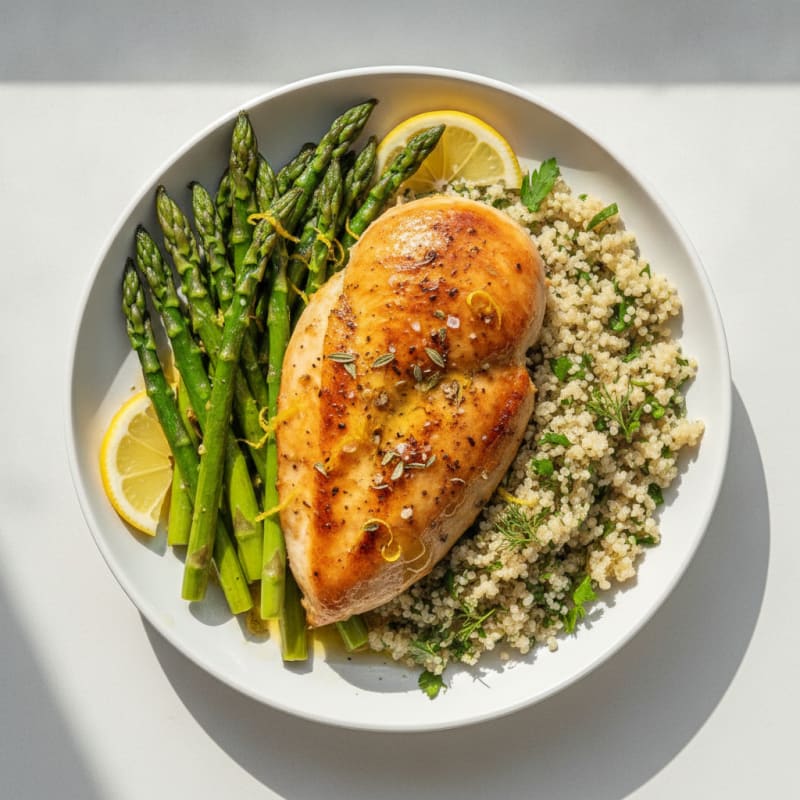 Lemon Herb Roasted Chicken with Asparagus