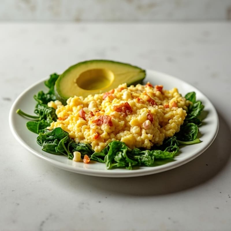 Cottage Cheese Scramble with Spinach and Smoked Turkey