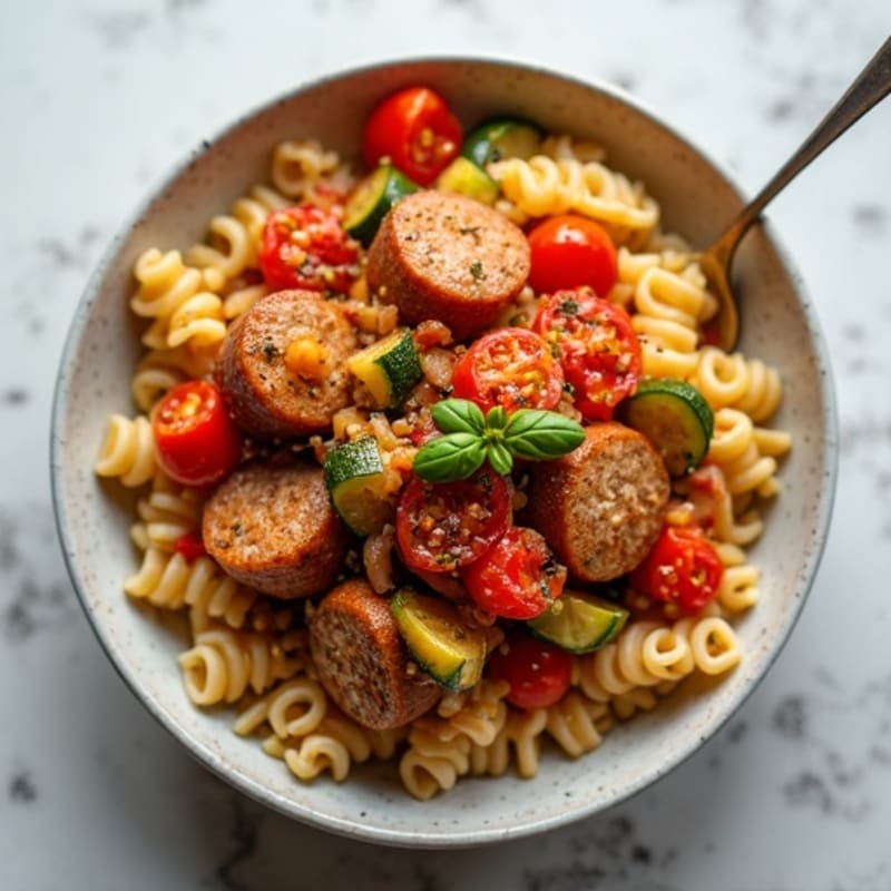 Hearty Lean Sausage and Vegetable Ragu with Whole Wheat Pasta