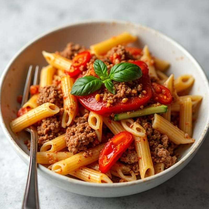 Lean Beef and Vegetable Pasta with Tomato Sauce