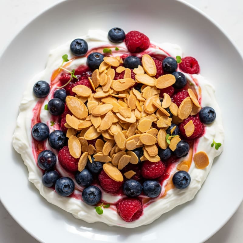 Greek Yogurt Protein Parfait with Berries and Almonds