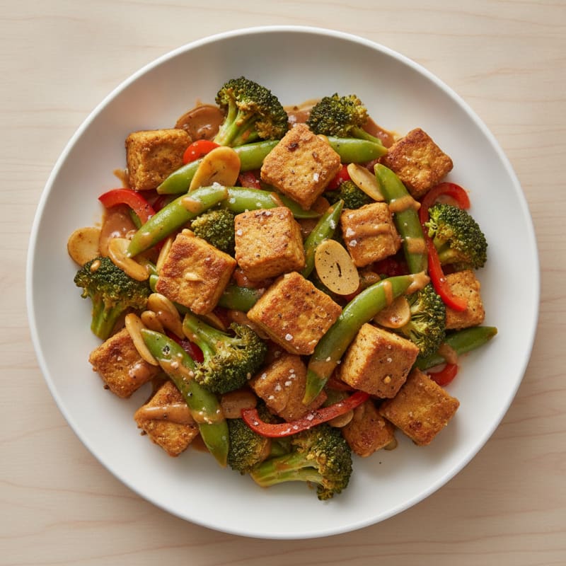 Seitan Stir-Fry with Peanut Sauce