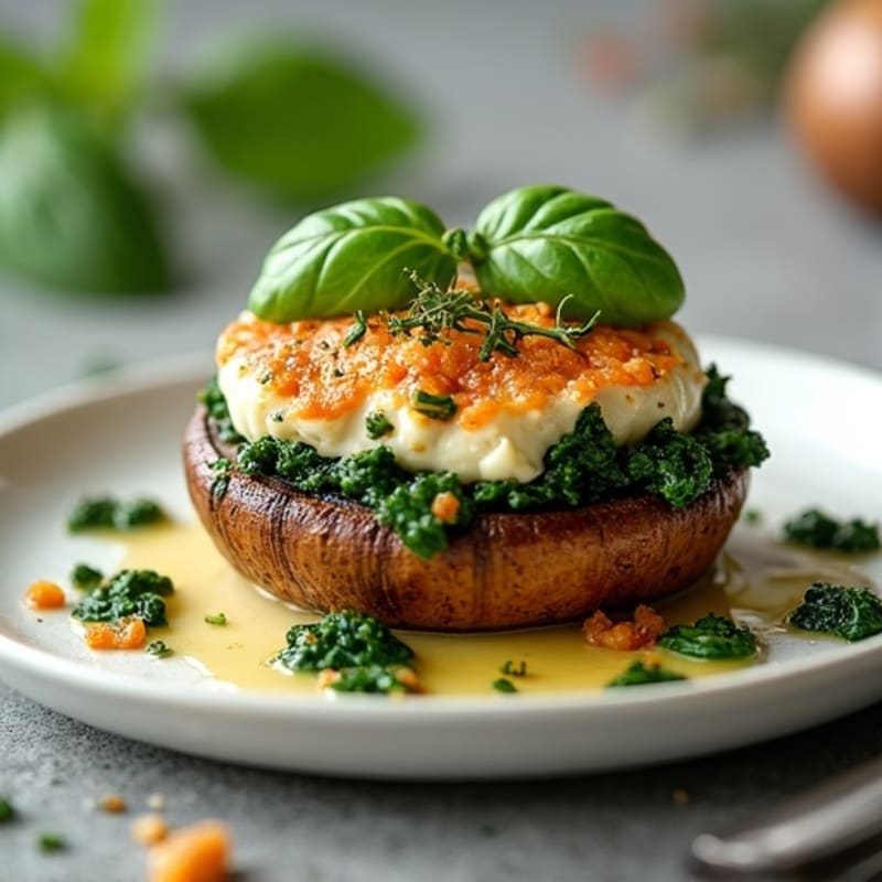 Herb-Spinach Stuffed Portobello Mushrooms with Goat Cheese
