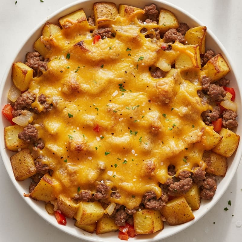 Cheesy Ground Beef and Potato Bake