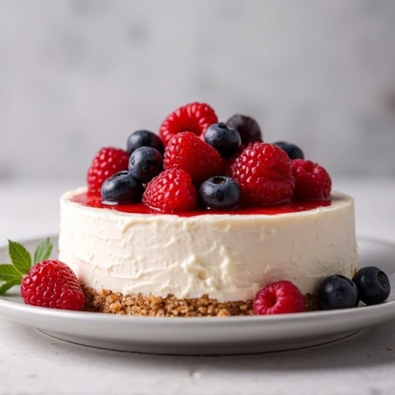 Protein-Packed Greek Yogurt Cheesecake with Fresh Berry Topping