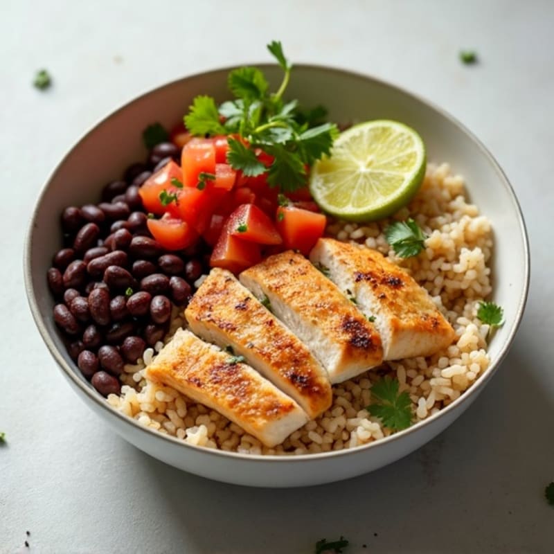 Zesty Chicken and Rice Bowl with Black Beans and Fresh Salsa
