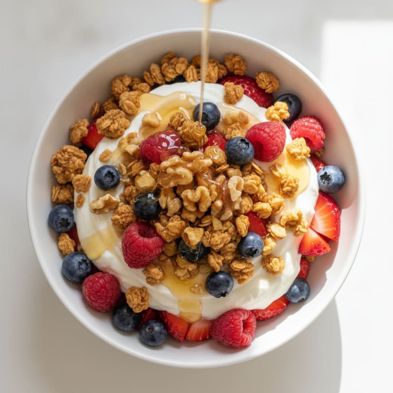 Creamy Greek Yogurt Parfait with Protein Granola and Berries