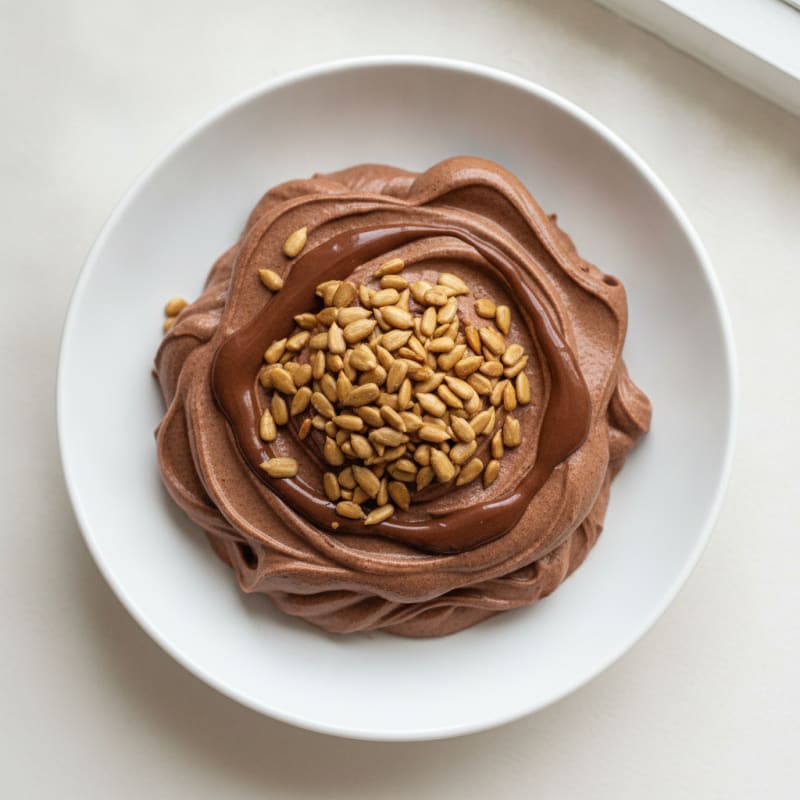 Silky Greek Yogurt Protein Pudding with Cocoa and Sunflower Seeds