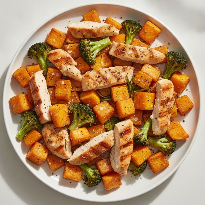 Roasted Sweet Potato and Chicken Medley
