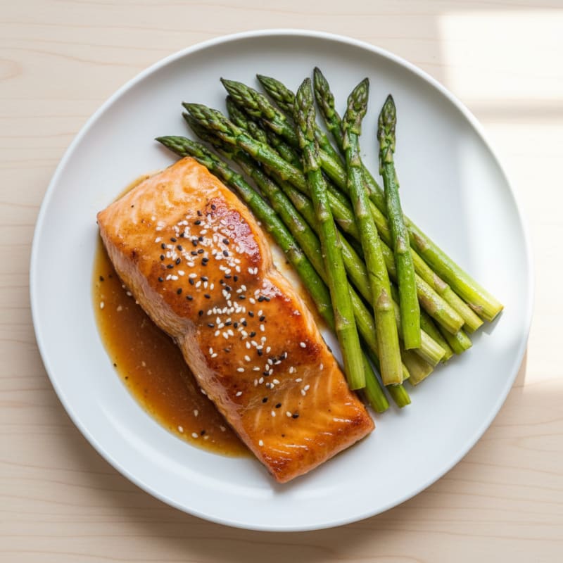 Golden Teriyaki-Glazed Salmon with Roasted Asparagus
