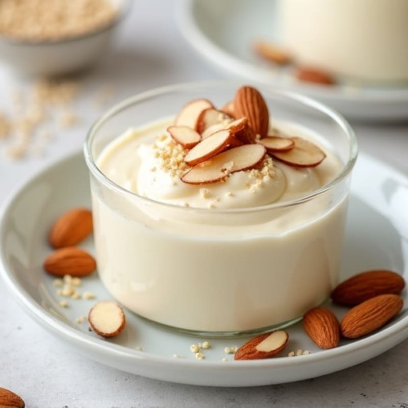 Silky Cottage Cheese Protein Pudding with Sliced Almonds