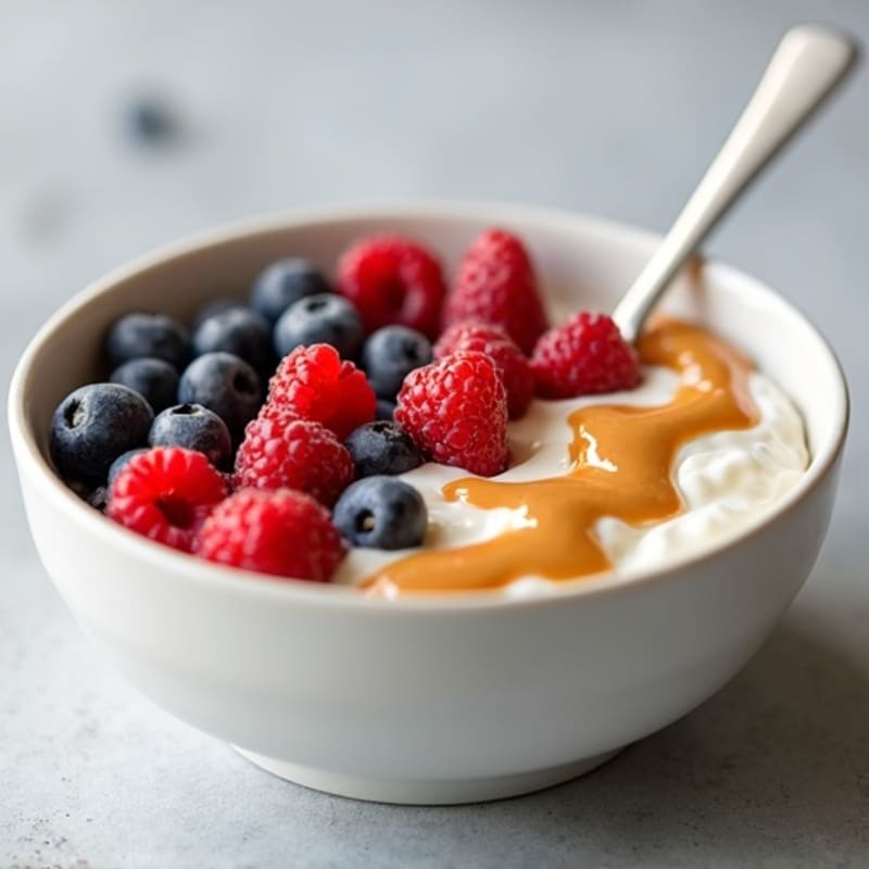 Greek Yogurt Protein Bowl with Almond Butter and Mixed Berries