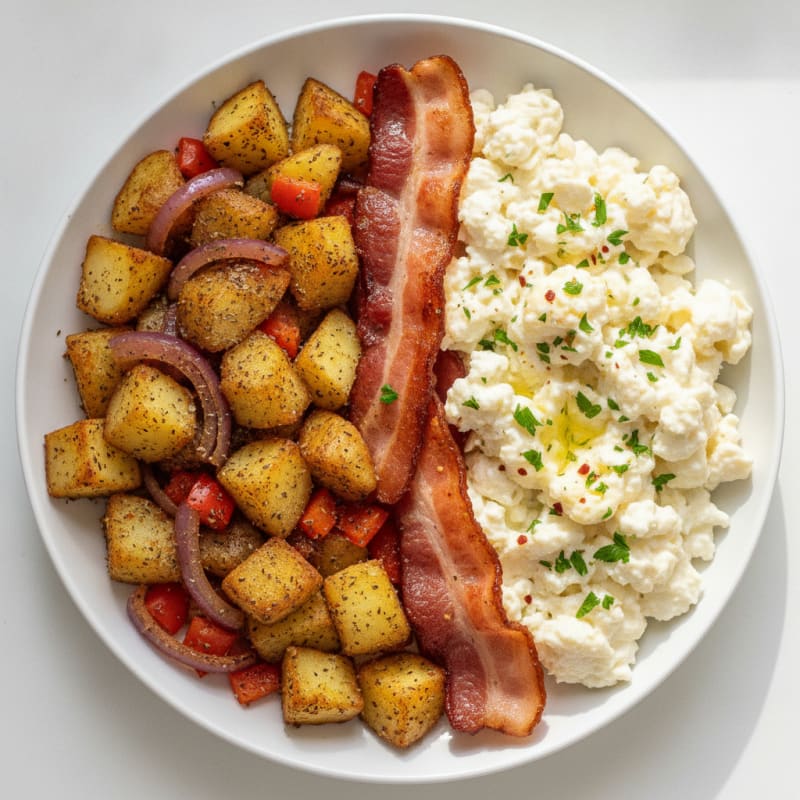 Oregano Potatoes with Creamy Scrambled Eggs