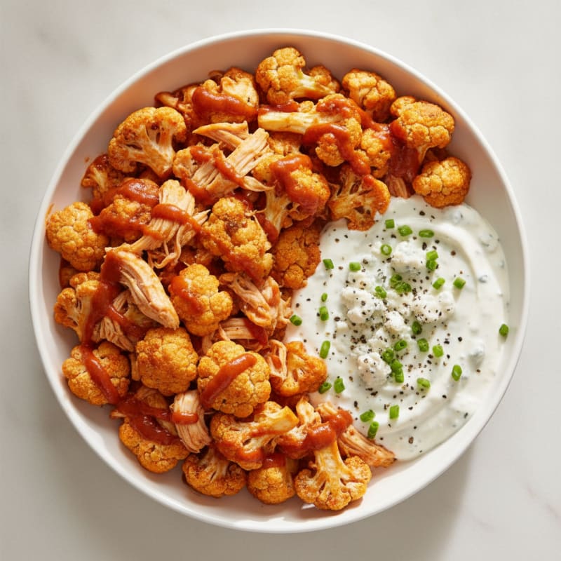 Buffalo Cauliflower Bites with Blue Cheese Dip