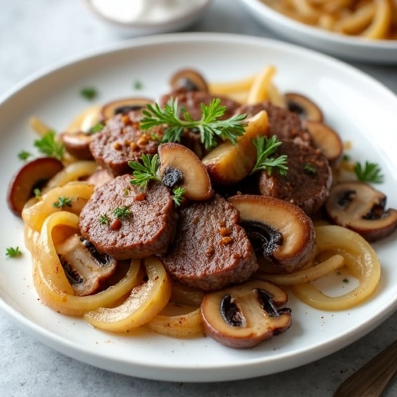 Sautéed Beef with Mushrooms and Onions