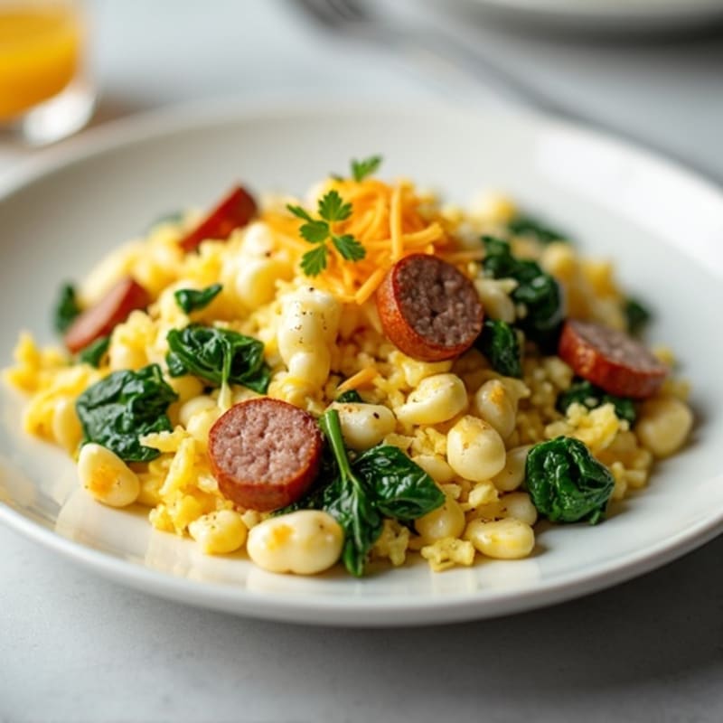 Egg White and Turkey Sausage Scramble with Spinach