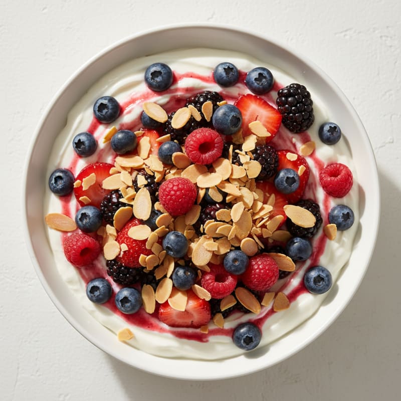 Creamy Greek Yogurt with Protein Powder and Mixed Berries