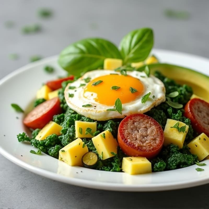 Egg White and Spinach Scramble with Turkey Sausage