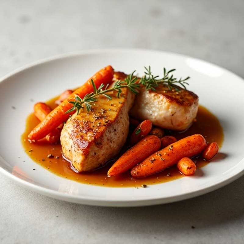 Maple Glazed Chicken Thighs with Crispy Roasted Carrots