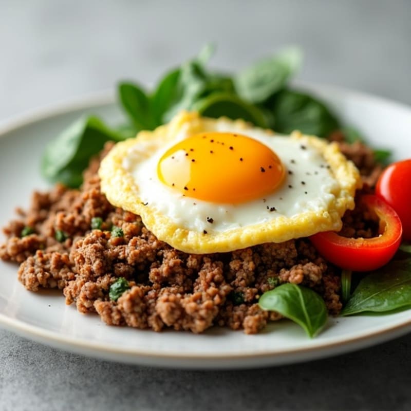 Lean Ground Beef and Fluffy Scrambled Eggs