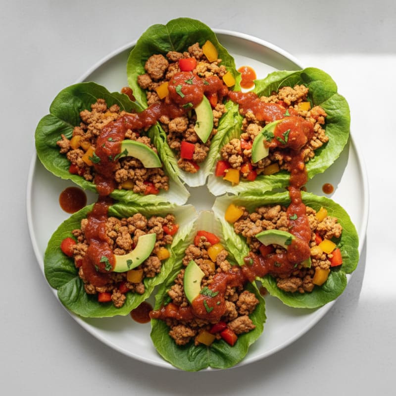 Salsa Turkey Lettuce Wraps with Peppers