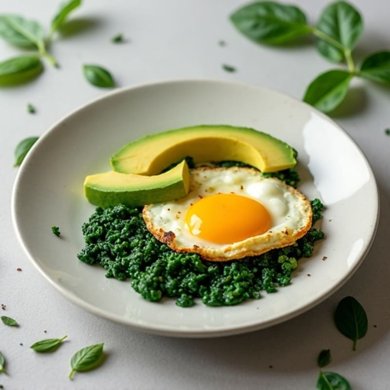 Protein-Packed Scrambled Eggs with Sautéed Greens and Avocado