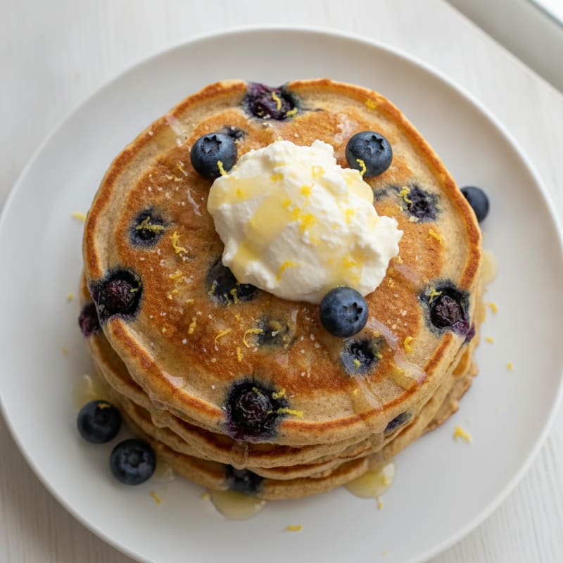 Blueberry Ricotta Pancakes with Lemon Zest
