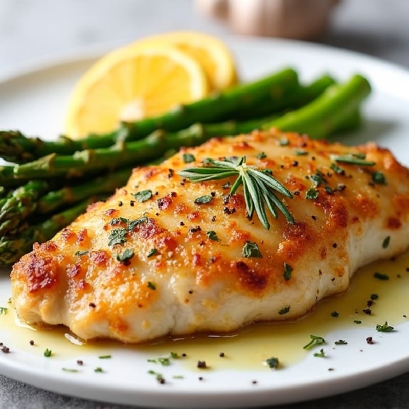 Crispy Lemon Herb Chicken with Roasted Asparagus