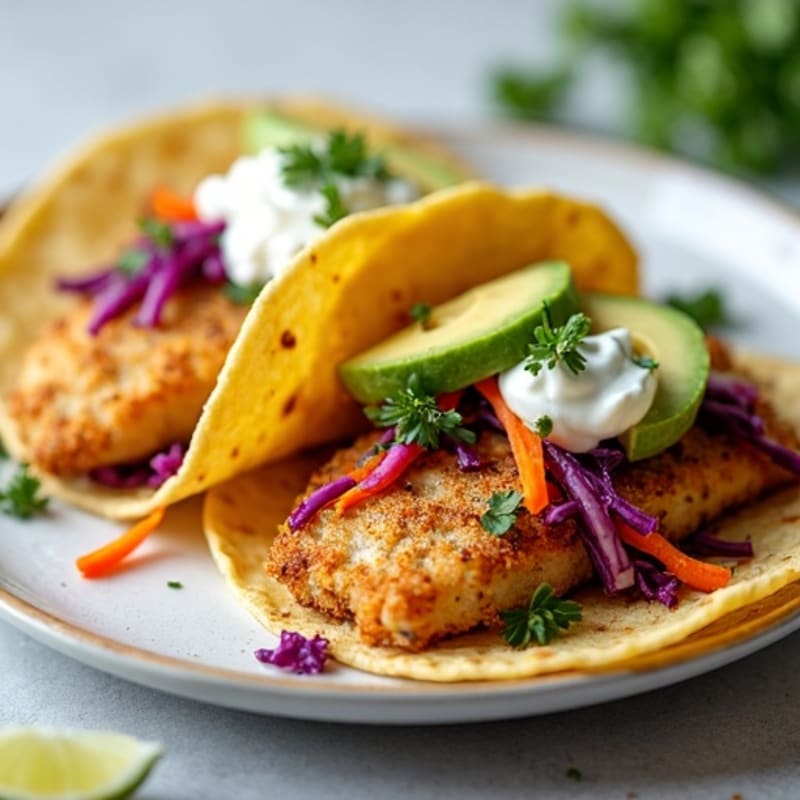 Crispy Baked White Fish Tacos with Zesty Cabbage Slaw