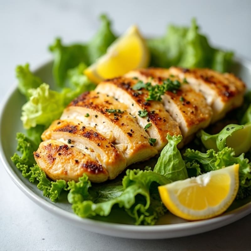 Grilled Chicken with Lemon-Garlic Dressing and Crispy Romaine