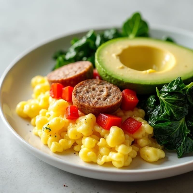 Egg White Scramble with Turkey Sausage and Spinach