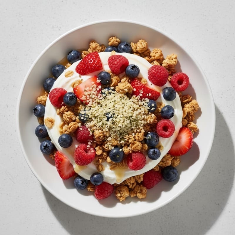 Greek Yogurt Parfait with Mixed Berries and Protein Granola