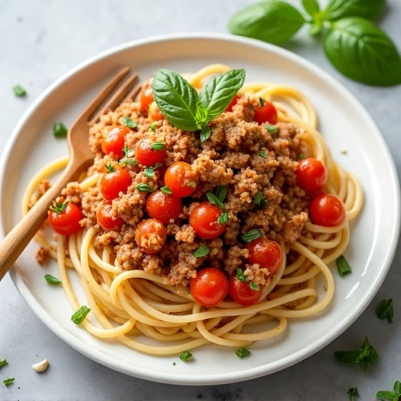 Lean Ground Turkey Spaghetti with Fresh Herb Tomato Sauce